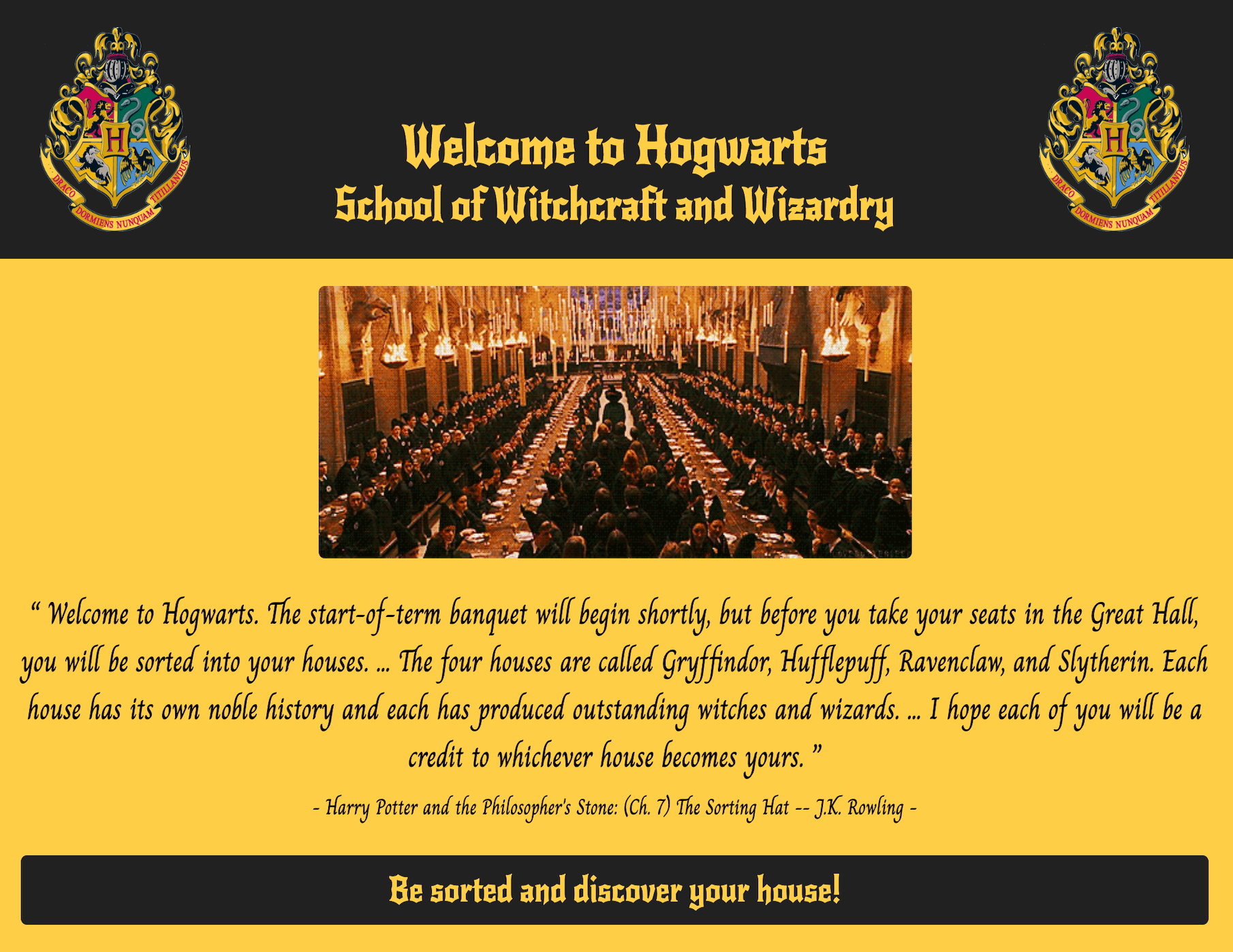 Sorting Hat react quiz